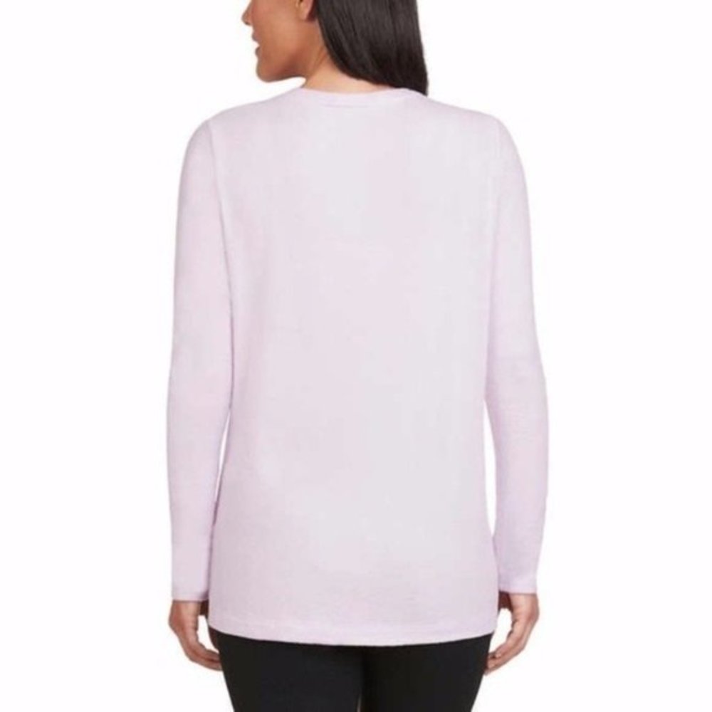 MATTY M Cozy V-Neck Long Sleeve Top in Lilac - Picture 4 of 5